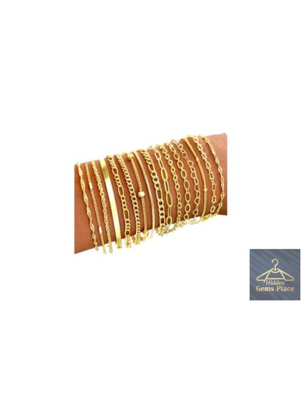 16 Pcs Dainty Gold Stackable Link Chain Bracelet Set for Women